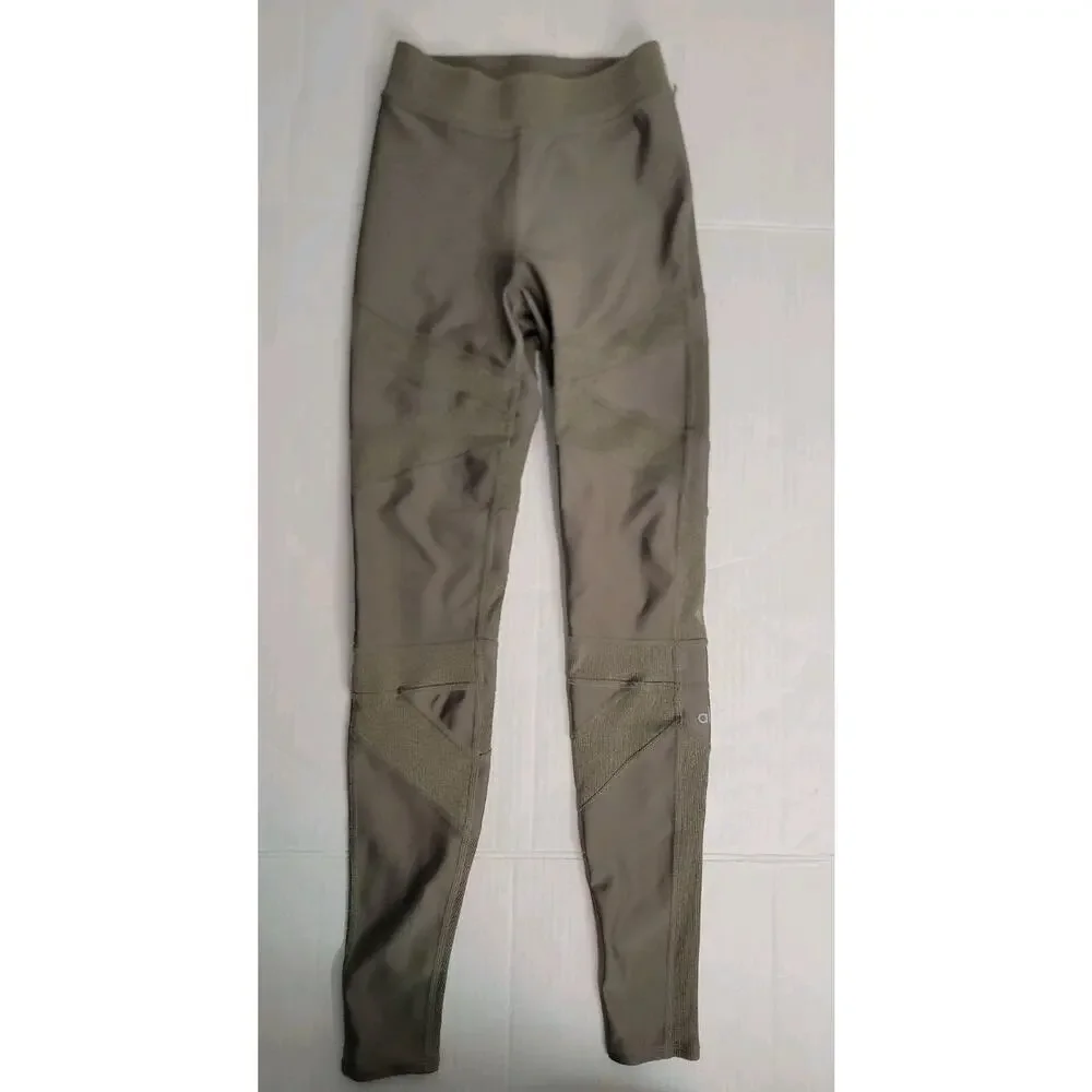 Alo Yoga Olive Branch Green Athletic Athleisure Sporty Level Up Leggings SZ XS